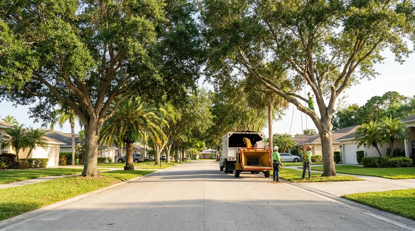 Mature trees along a Port St Lucie residential street