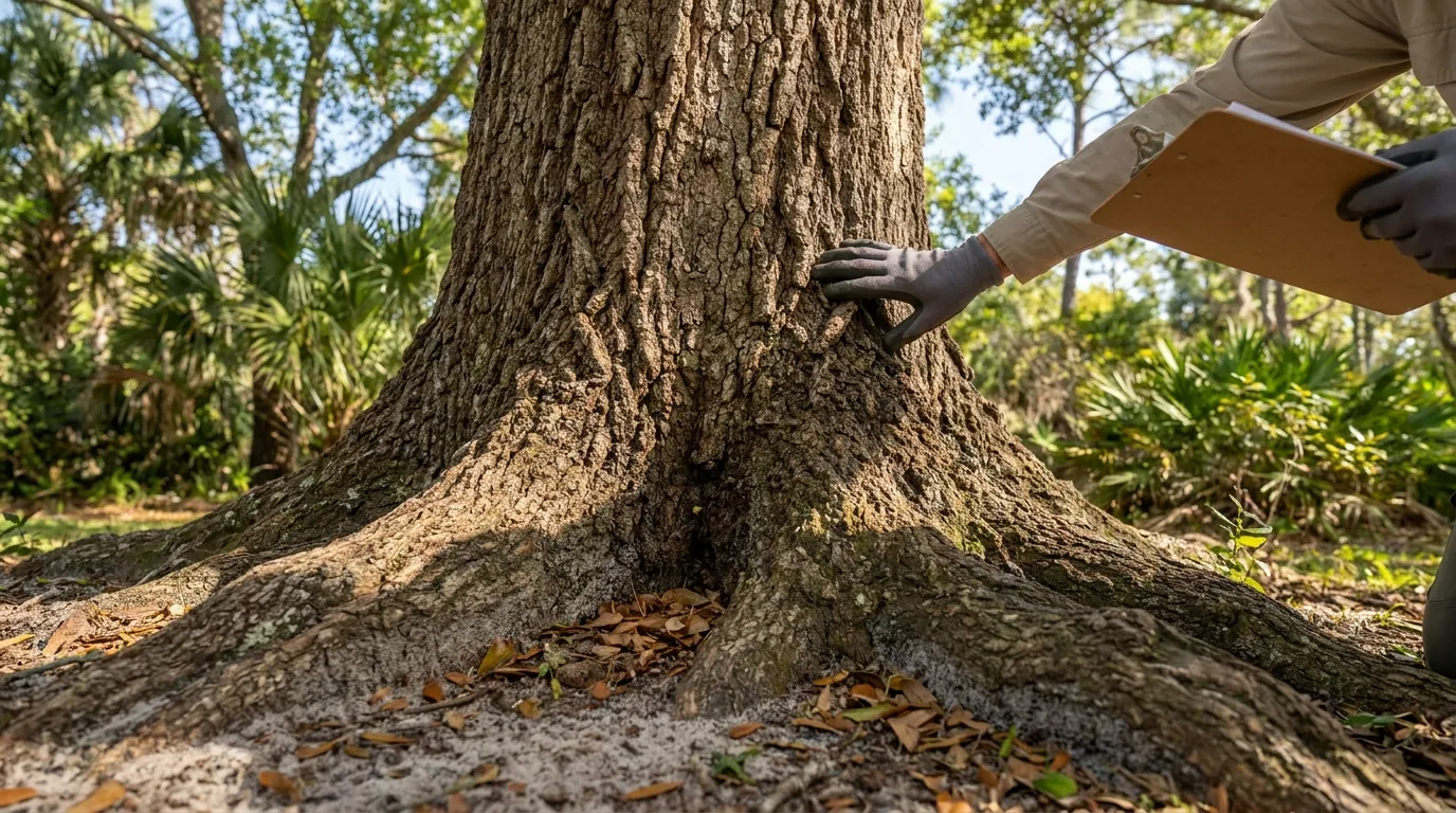 Inspection of a mature oak tree in a Port St Lucie yard