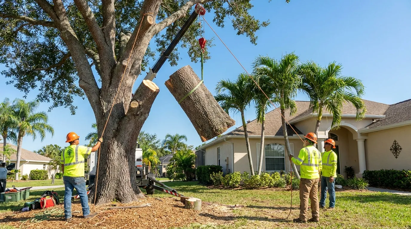 Mature shade trees over a residential lot in White City, FL